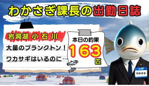 わかさぎ課長の出勤日誌｜岩洞湖氷上ワカサギ釣り【小石川】8,000ルーメンで大誤算！魚はいるのに釣れない原因とは？